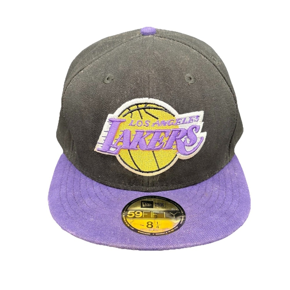 Lakers New Era 59FIFTY Hardwood Classics Fitted Hat Size 8 1/4 Black Purple